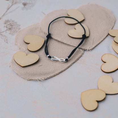 Sterling Silver Friendship Quote Corded Infinity Bracelet