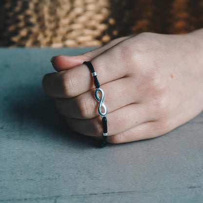 Sterling Silver Friendship Quote Corded Infinity Bracelet