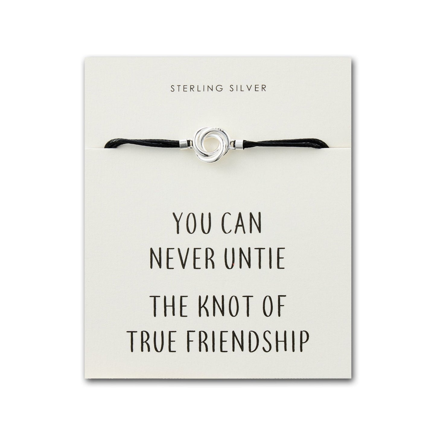 Sterling Silver Friendship Quote Corded Knot Bracelet