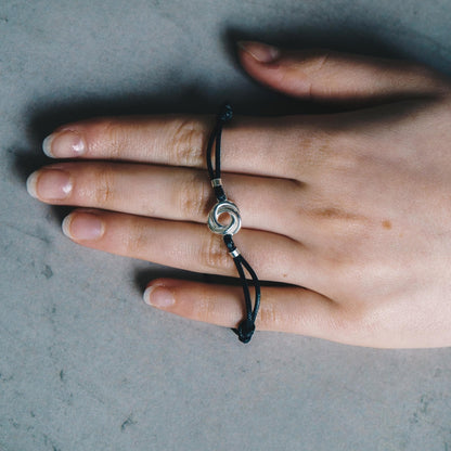 Sterling Silver Friendship Quote Corded Knot Bracelet