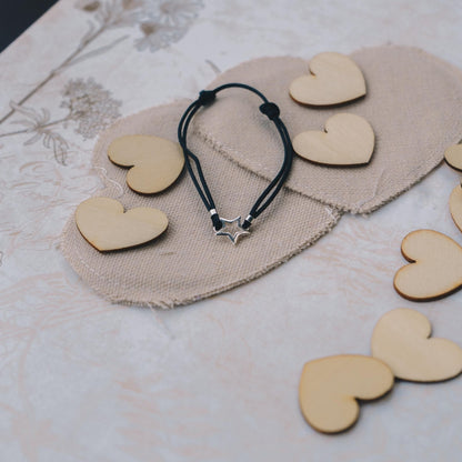 Sterling Silver Friendship Quote Corded Star Bracelet