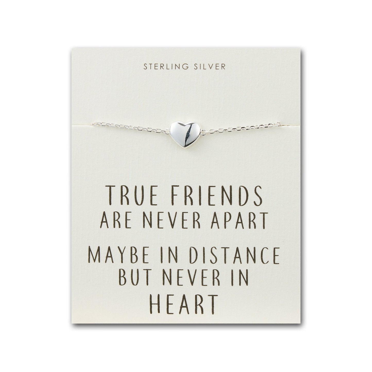 Sterling Silver Friendship Quote Heart Bracelet