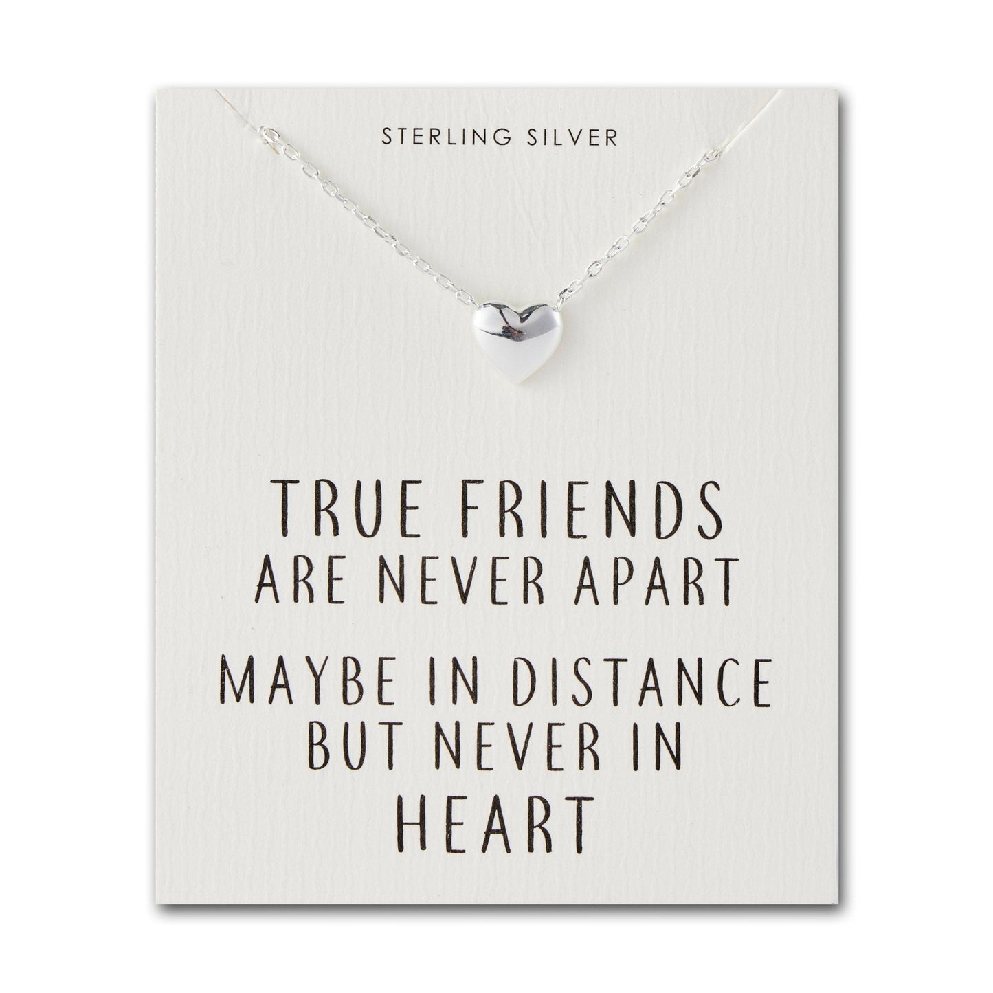 Sterling Silver Friendship Quote Heart Necklace