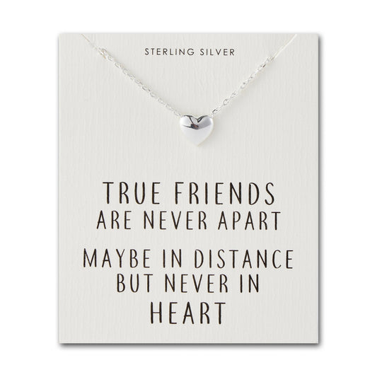 Sterling Silver Friendship Quote Heart Necklace