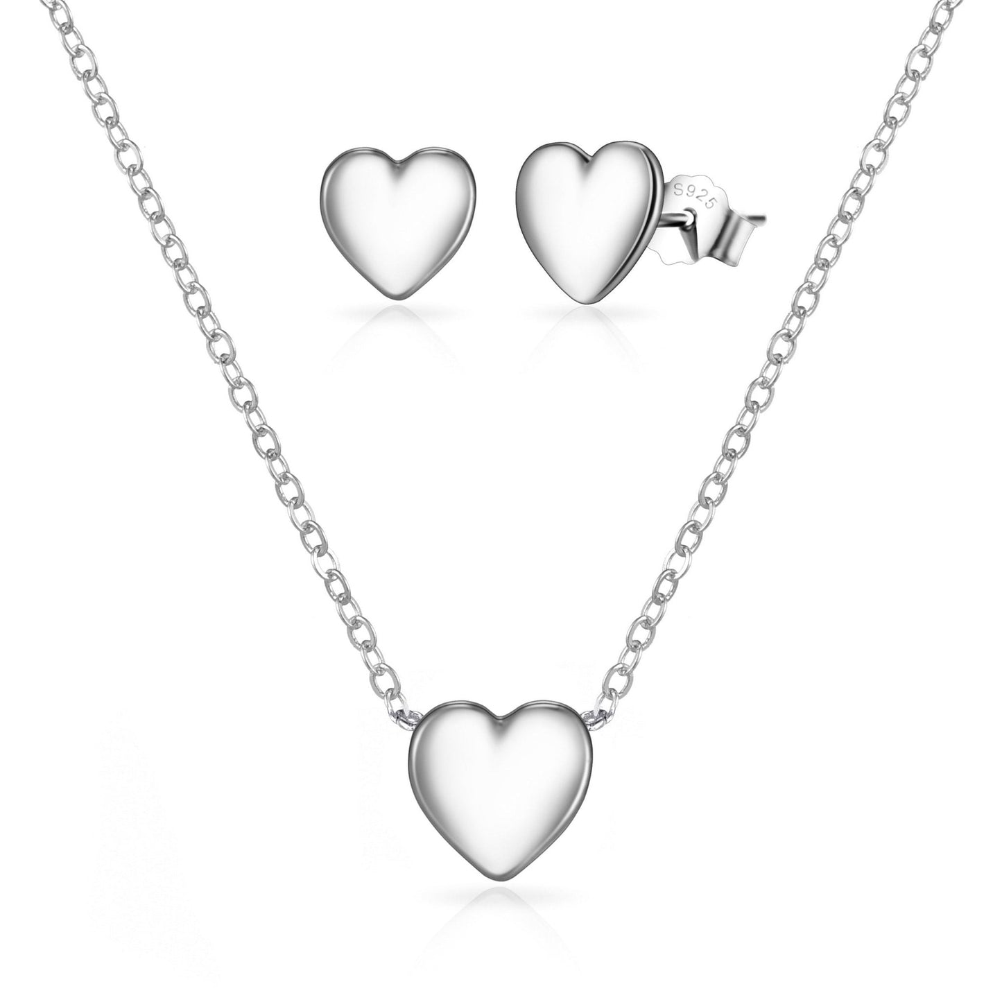 Sterling Silver Friendship Quote Heart Set