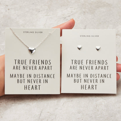 Sterling Silver Friendship Quote Heart Set