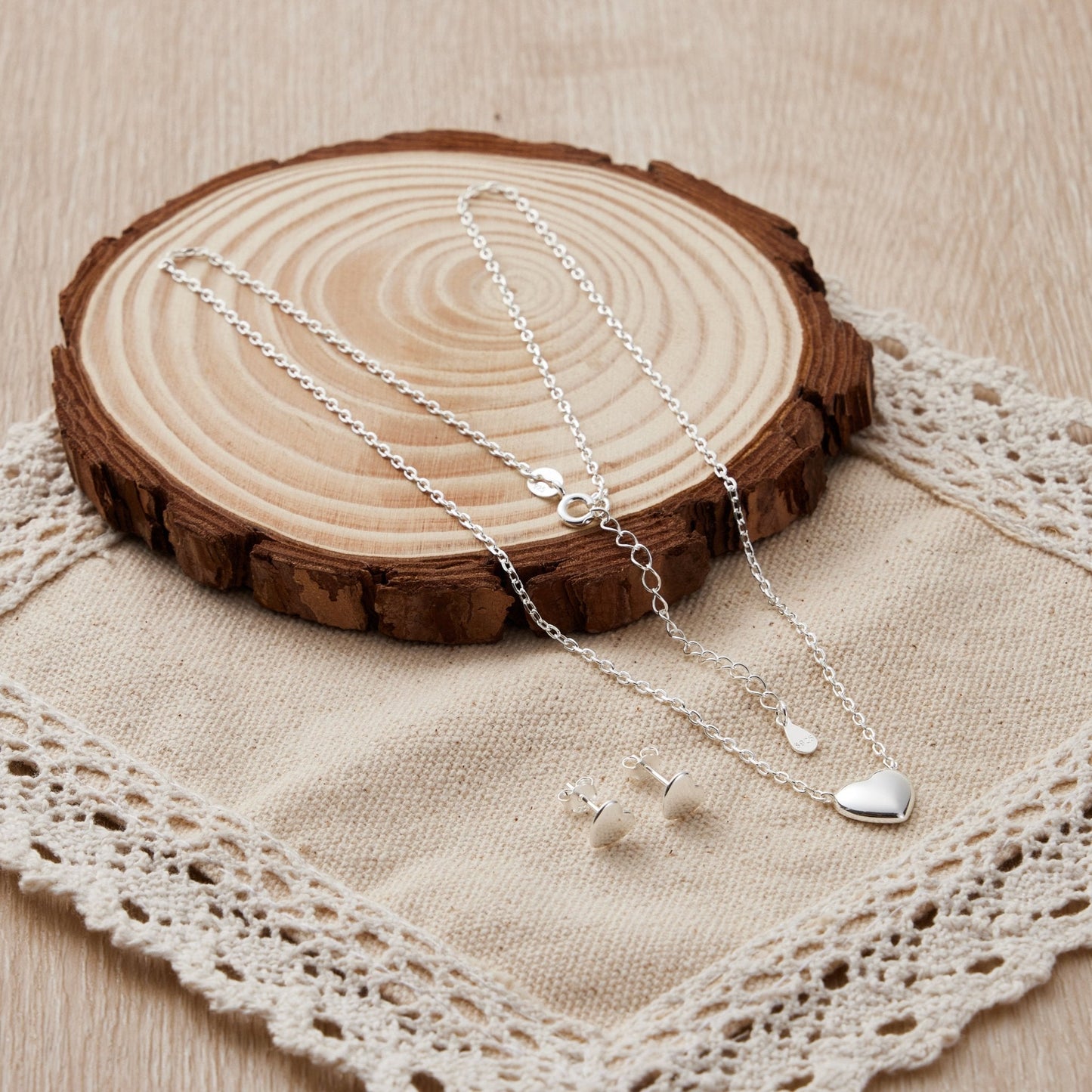 Sterling Silver Friendship Quote Heart Set