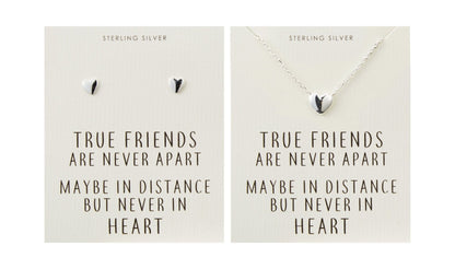 Sterling Silver Friendship Quote Heart Set