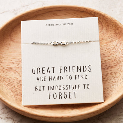 Sterling Silver Friendship Quote Infinity Bracelet