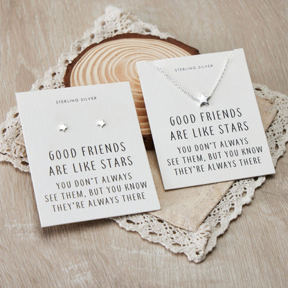 Sterling Silver Friendship Quote Star Set