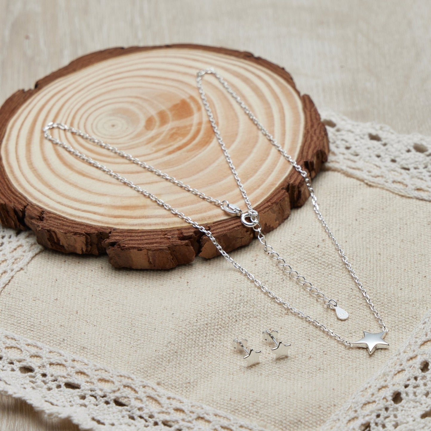 Sterling Silver Friendship Quote Star Set