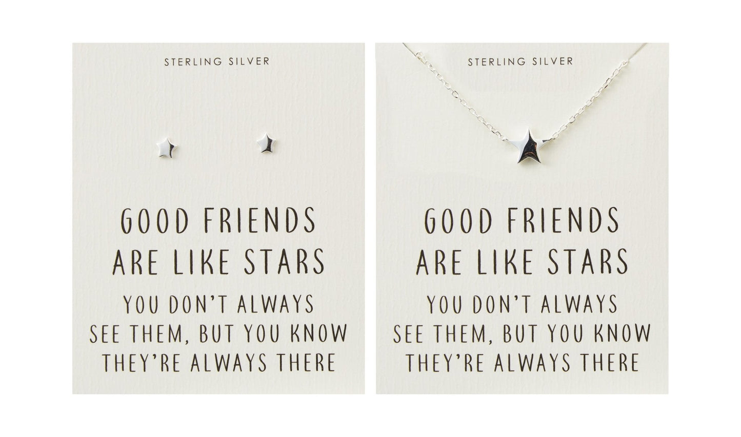 Sterling Silver Friendship Quote Star Set