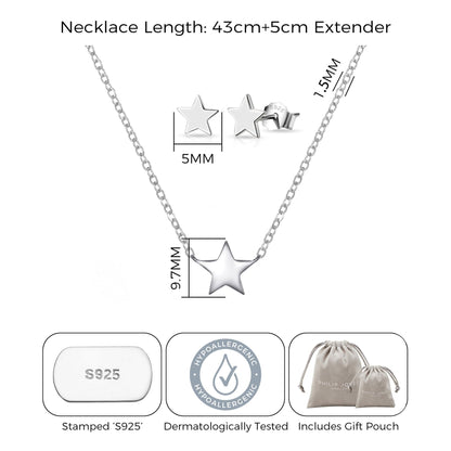 Sterling Silver Friendship Quote Star Set