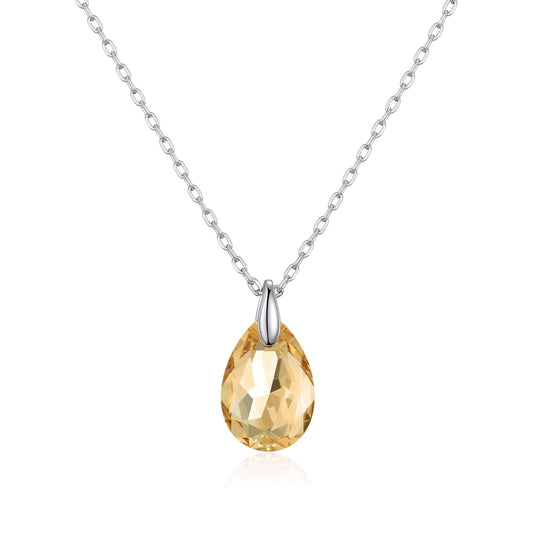 Sterling Silver Golden Shadow Necklace Created with Zircondia® Crystals