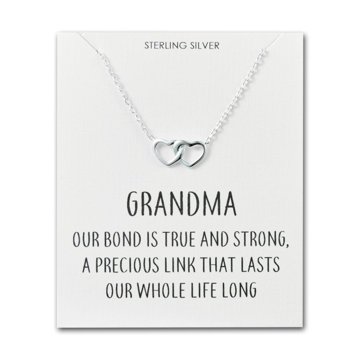 Sterling Silver Grandma Quote Heart Link Necklace