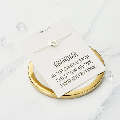 Sterling Silver Grandma Quote Knot Bracelet