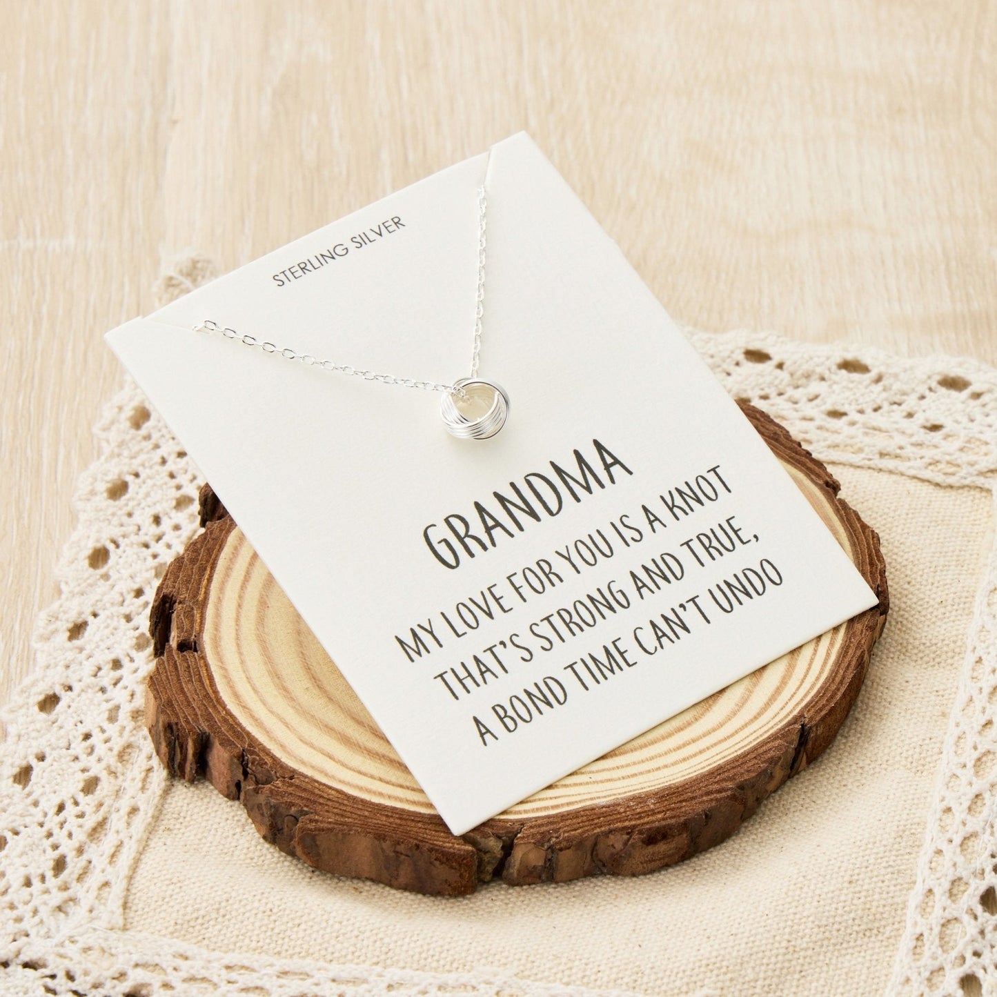 Collier Nœud en Argent Sterling Citation Grand-Maman