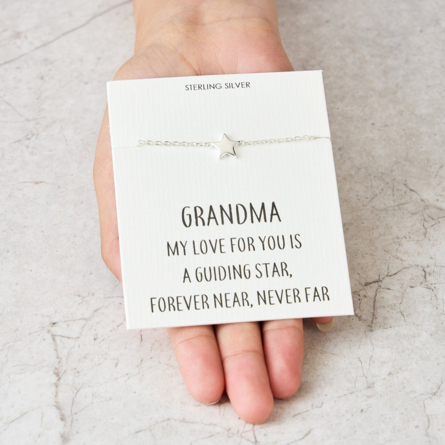 Sterling Silver Grandma Quote Star Bracelet