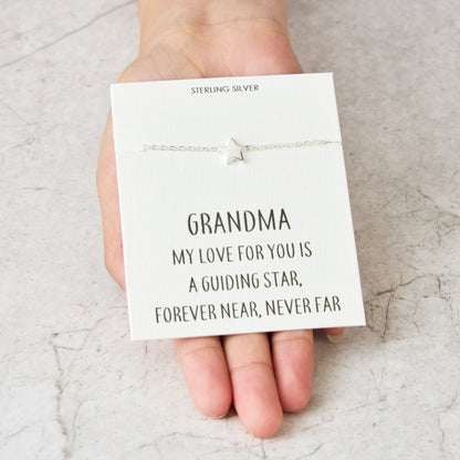 Sterling Silver Grandma Quote Star Bracelet