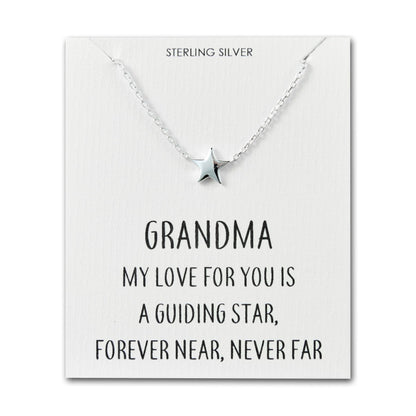 Sterling Silver Grandma Quote Star Necklace