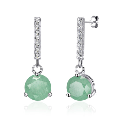 Sterling Silver Green Aventurine Gemstone Drop Earrings
