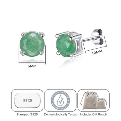 Sterling Silver Green Aventurine Gemstone Earrings