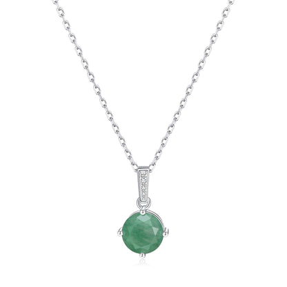 Sterling Silver Green Aventurine Gemstone Necklace