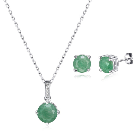 Sterling Silver Green Aventurine Gemstone Set with Quote Card