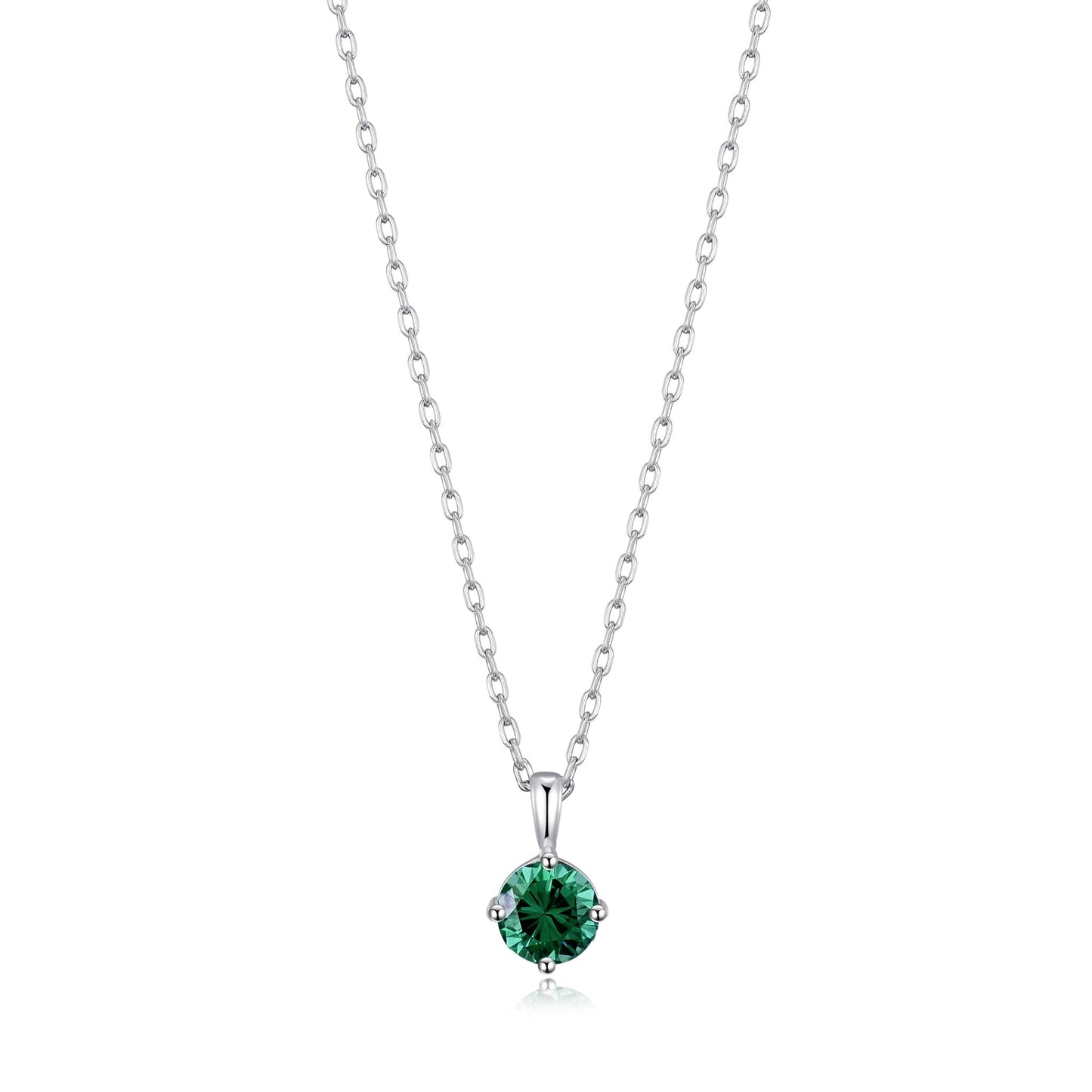 Sterling Silver Green Necklace Created with Zircondia® Crystals