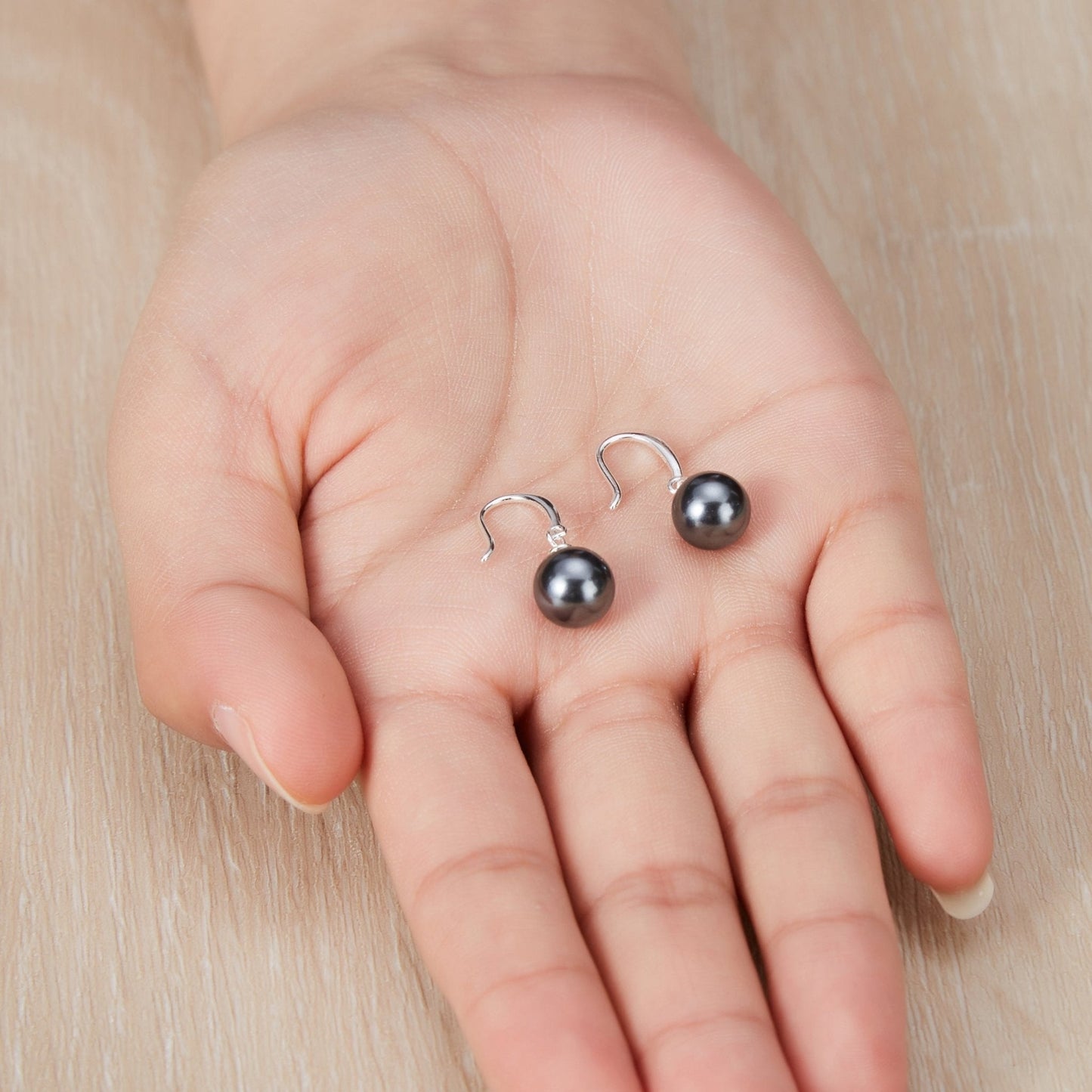 Sterling Silver Grey Pearl Drop Earrings