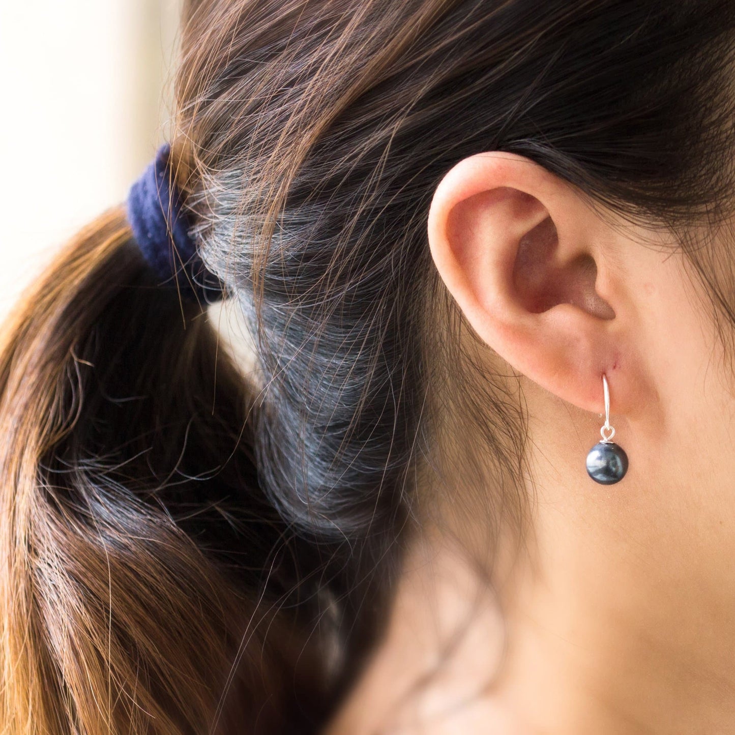 Sterling Silver Grey Pearl Drop Earrings