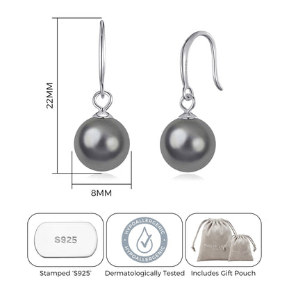 Sterling Silver Grey Pearl Drop Earrings