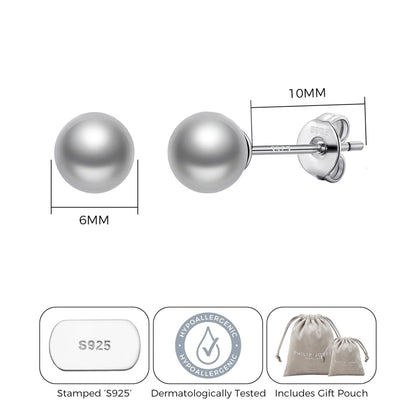 Sterling Silver Grey Shell Pearl Earrings