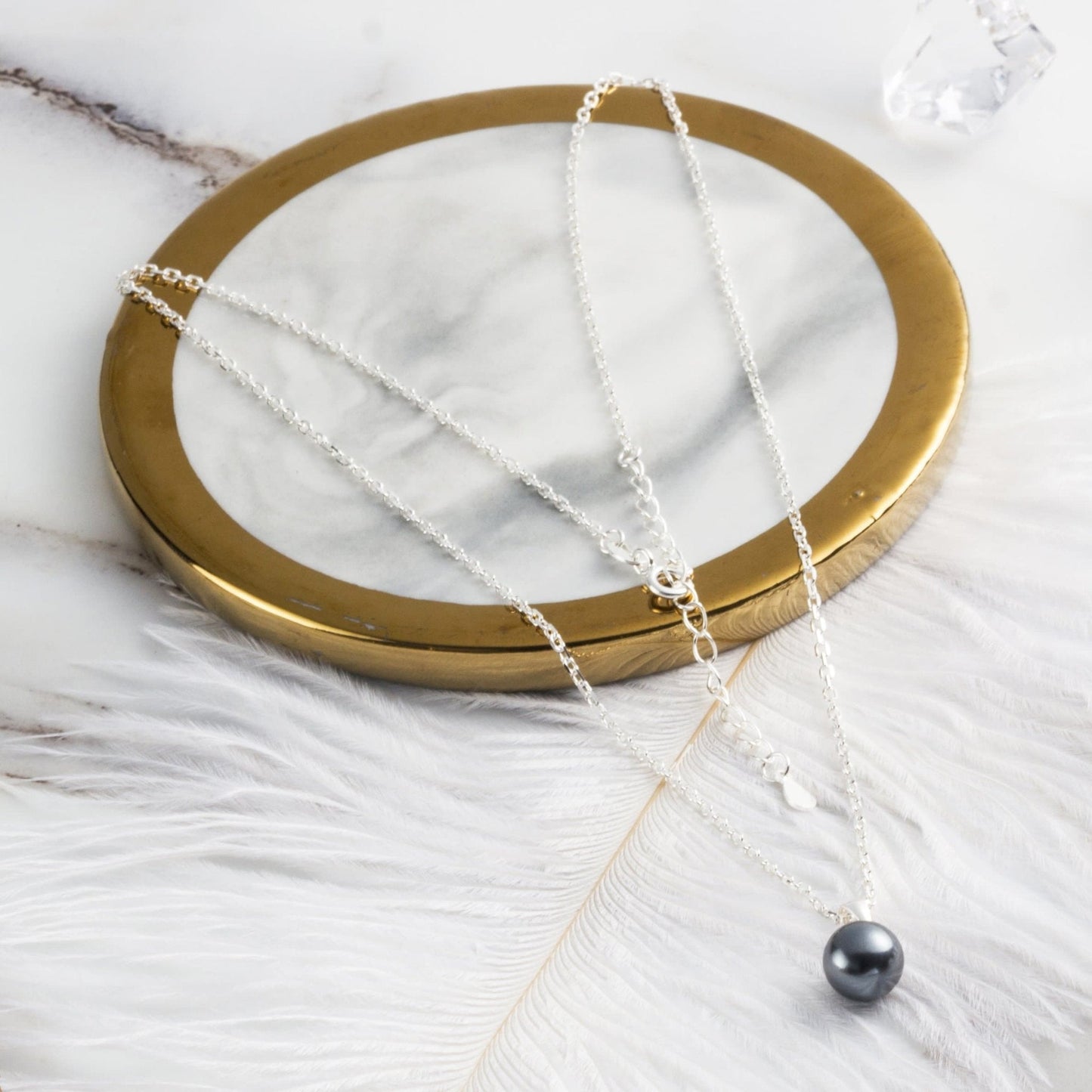 Sterling Silver Grey Shell Pearl Necklace