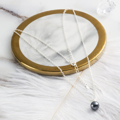 Sterling Silver Grey Shell Pearl Necklace