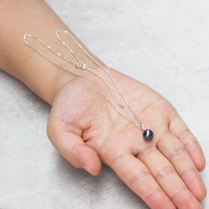 Sterling Silver Grey Shell Pearl Necklace