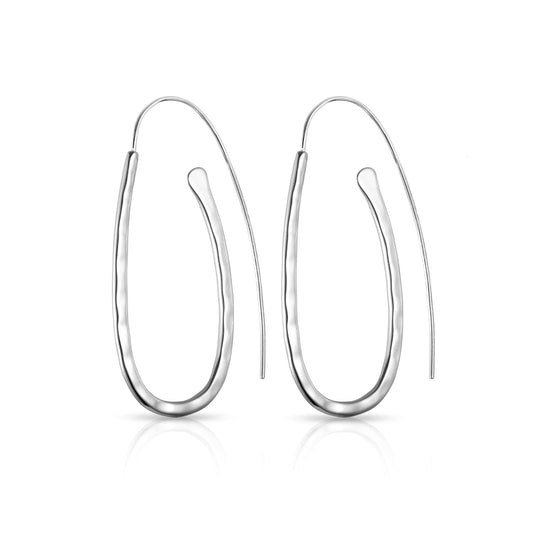 Sterling Silver Hammered Hoop Earrings