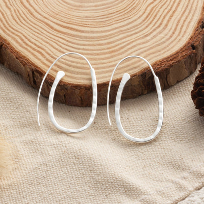 Sterling Silver Hammered Hoop Earrings