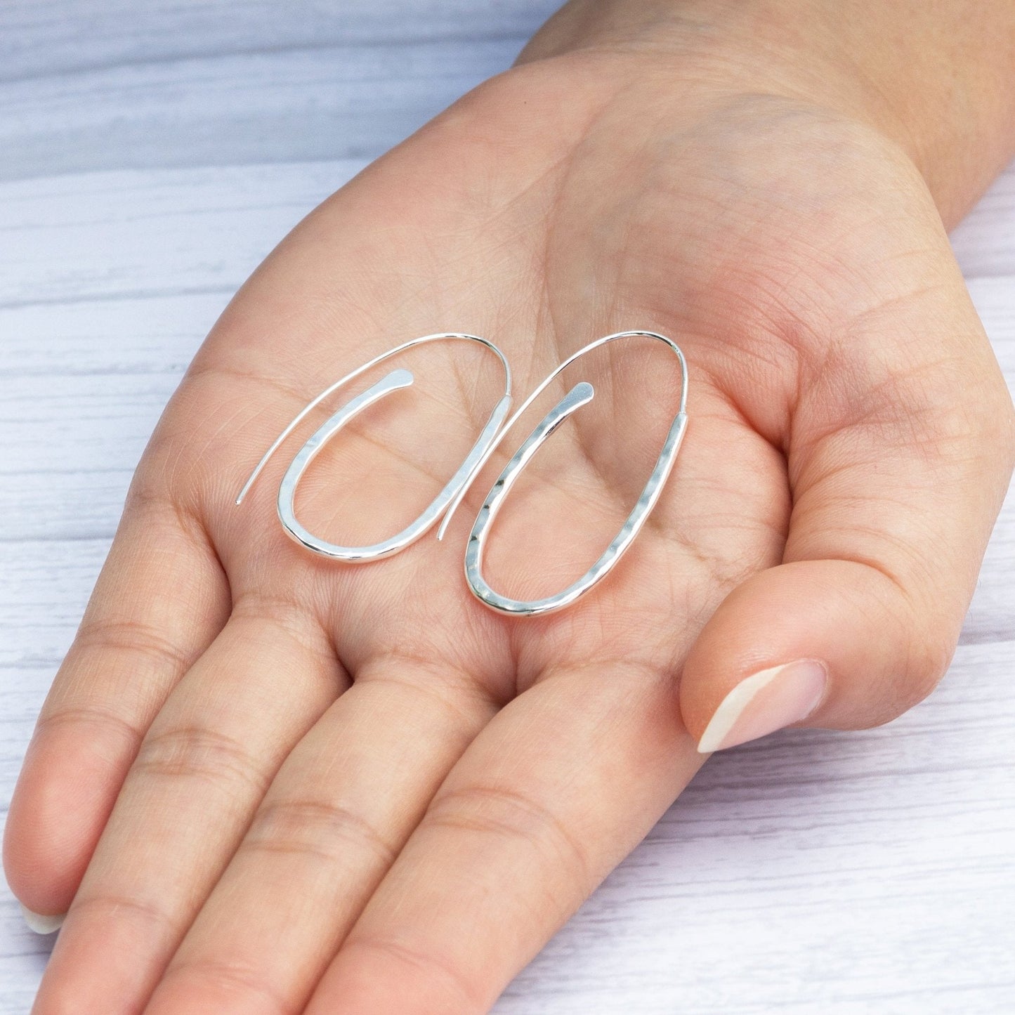 Sterling Silver Hammered Hoop Earrings