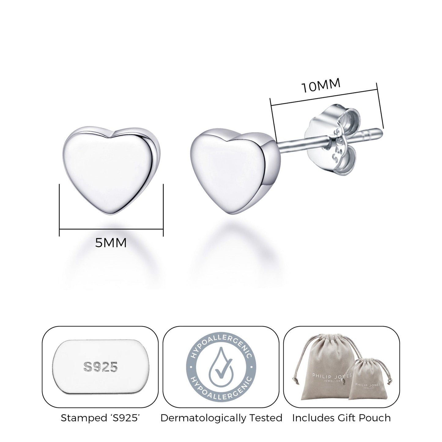 Sterling Silver Heart Earrings