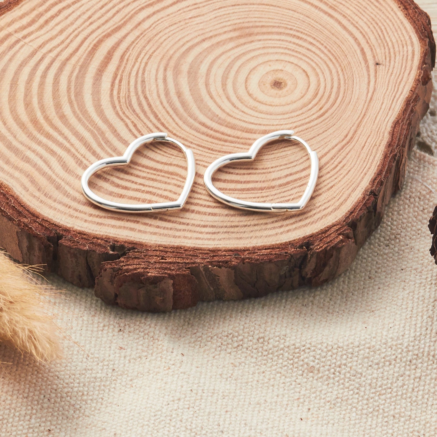 Sterling Silver Heart Hoop Earrings