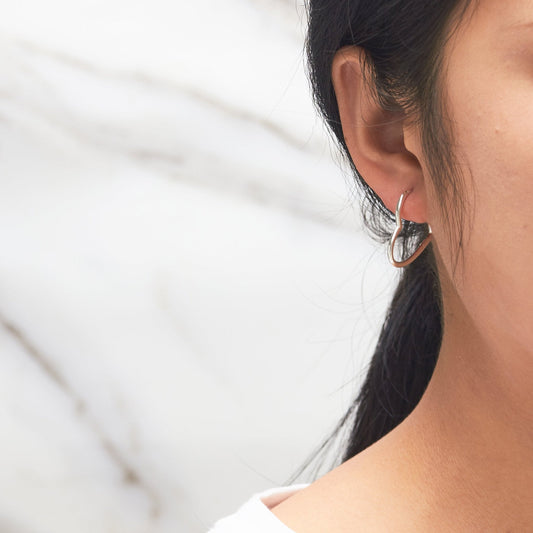 Sterling Silver Heart Hoop Earrings