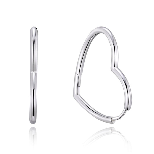 Sterling Silver Heart Hoop Earrings