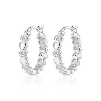 Sterling Silver Heart Hoop Earrings Created with Zircondia® Crystals