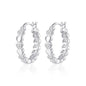 Sterling Silver Heart Hoop Earrings Created with Zircondia® Crystals