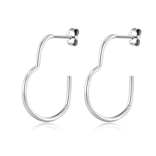 Sterling Silver Heart Hoop Earrings with Butterfly Backs