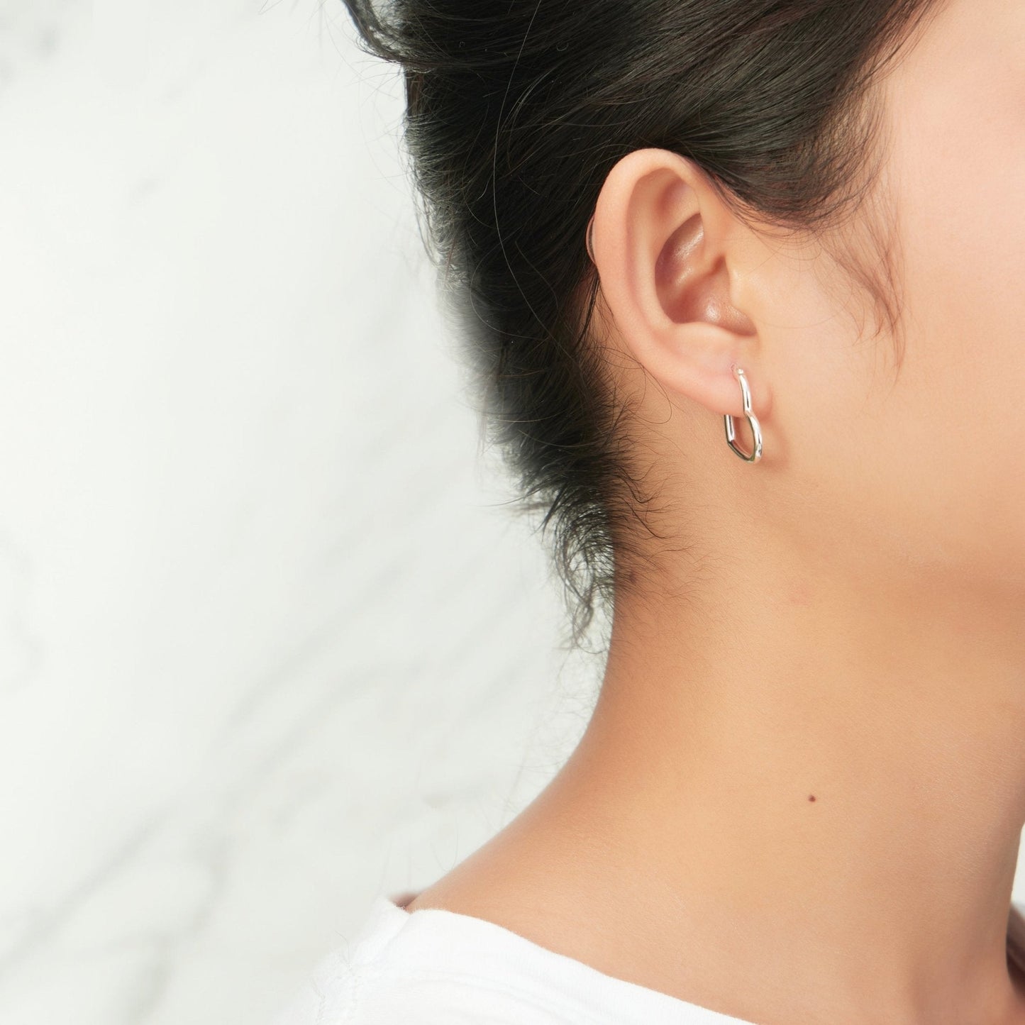 Sterling Silver Heart Hoop Earrings with Latch Back