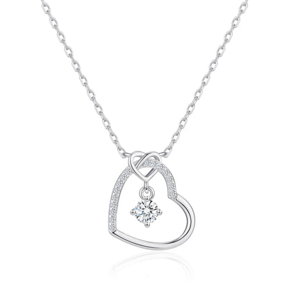 Sterling Silver Heart Necklace Created with Zircondia® Crystals