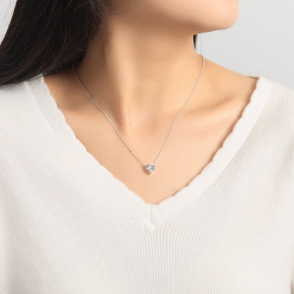 Sterling Silver Heart Solitaire Necklace Created with Zircondia® Crystals