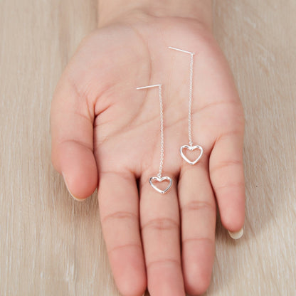 Sterling Silver Heart Thread Earrings